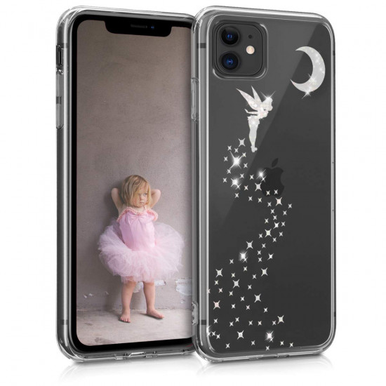KW iPhone 11 Θήκη Σιλικόνης TPU Design Glittery Fairy - Διάφανη / Silver - 49785.17