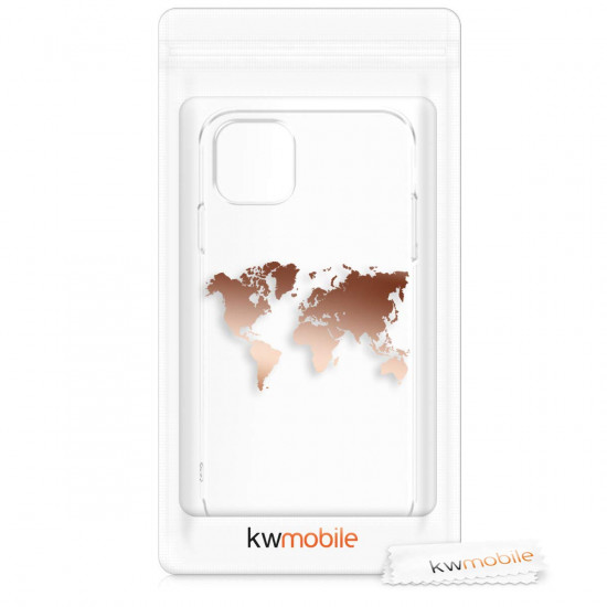 KW iPhone 11 Pro Θήκη Σιλικόνης TPU Design Travel Outline - Διάφανη / Rose Gold - 49784.04