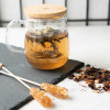 Navaris Tea Mug with Infuser and Bamboo Lid Κούπα για Τσάι με  Καπάκι από Μπαμπού - 500ml - Clear - 50093.01