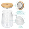 Navaris Tea Mug with Infuser and Bamboo Lid Κούπα για Τσάι με  Καπάκι από Μπαμπού - 500ml - Clear - 50093.01