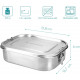 Navaris Steel Lunch Box with Divider Δοχείο Αποθήκευσης Φαγητού με Διαιρέτη - Silver - 50788.01