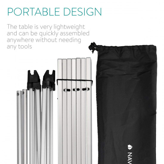 Navaris Portable Folding Camping Table Αναδιπλούμενο Τραπέζι - Small - Silver / Grey - 45382.35