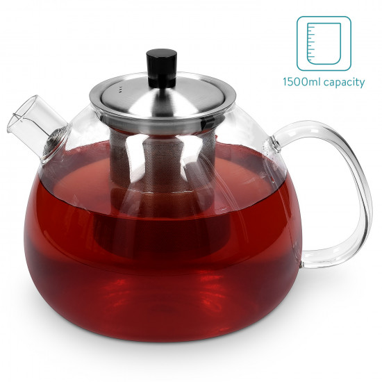 Navaris Glass Teapot with Infuser Γυάλινη Τσαγιέρα με Infuser - 1500ml - Clear - 50107.01