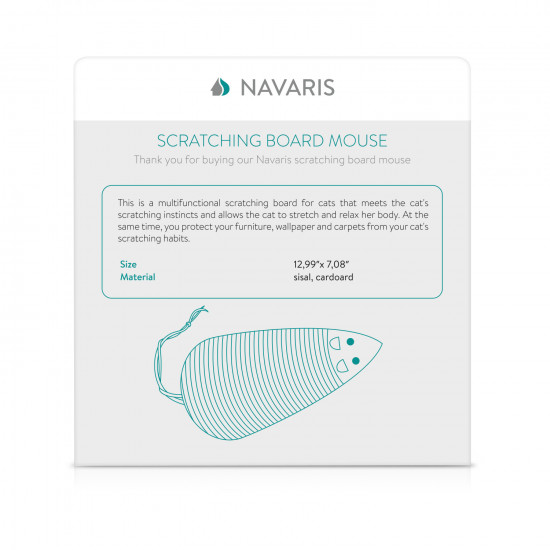 Navaris Cat Scratch Board - Ονυχοδρόμιο - Σανίδα για Γάτες Design Cute Mouse - 33x18cm - Turquoise - 48349.37
