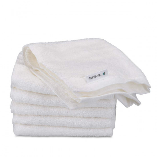 Navaris Bamboo Wash Cloths Pack of 6 Σετ με 6 Πετσέτες από Bamboo - 25 x 25 cm - White - 48734.02.06