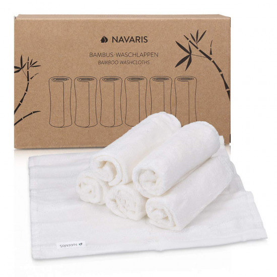 Navaris Bamboo Wash Cloths Pack of 6 Σετ με 6 Πετσέτες από Bamboo - 25 x 25 cm - White - 48734.02.06