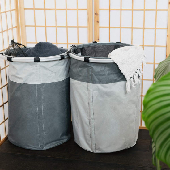 Navaris Laundry Baskets Set of 2 Σετ με 2 Καλάθια Απλύτων - 49L - Light Grey / Dark Grey - 49473.01