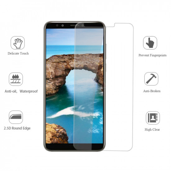 OEM Huawei Y7 2018 / Y7 Prime 2018 0.33mm 2.5D 9H Anti Fingerprint Tempered Glass Αντιχαρακτικό Γυαλί Οθόνης - Clear
