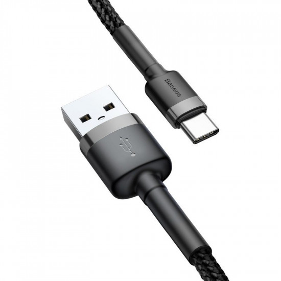 Baseus Cafule Cable Type-C 2A - Καλώδιο Δεδομένων και Φόρτισης Type-C 3M - Black / Grey - CATKLF-UG1