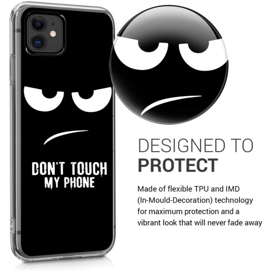 KW iPhone 11 Θήκη Σιλικόνης TPU Design Don't Touch My Phone - Black / White - 49793.10