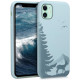 KW iPhone 11 Θήκη Σιλικόνης TPU Design Laser Engraved Deer - Light Blue - 50597.02