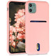 KW iPhone 11 Θήκη Σιλικόνης Rubber TPU με Υποδοχή για Κάρτα - Light Pink - 50897.10