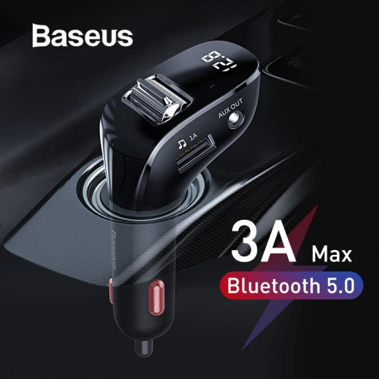 Baseus Streamer F40 FM Transmitter για Αναπαραγωγή Μουσικής / Κλήσεις / Φόρτιση Κινητών στο Αυτοκίνητο - Black - CCF40-01