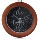 Navaris Analogue Wood Alarm Clock Design Live / Laugh / Love - Αναλογικό Επιτραπέζιο Ρολόι και Ξυπνητήρι - Dark Brown - 46269.18.05