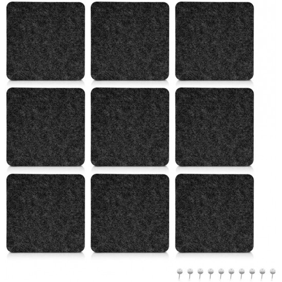 Navaris Square Felt Memo Boards - Σετ με 9 Πίνακες Ανακοινώσεων και Πινέζες - Dark Grey - 46231.01.19