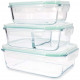 Navaris Glass Food Containers with Lid Σετ με 3 Γυάλινα Δοχεία Φαγητού με Καπάκι - 47684.03.01