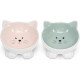 Navaris Cat Bowls with Ears Set of 2 - Σετ με 2 Μπολ Φαγητού και Νερού σε Σχήμα Γάτας - Pink / Green - 50736.02