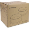 Navaris Ceramic Dog Bowls with Wood Underlay - Σετ με 2 Μπολ Φαγητού και Νερού με Βάση από Ξύλο Βελανιδιάς και Κεραμικό για Κατοικίδια - Violett - 50946.02