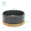 Navaris Ceramic Dog Bowls with Wood Underlay - Σετ με 2 Μπολ Φαγητού και Νερού με Βάση από Ξύλο Βελανιδιάς και Κεραμικό για Κατοικίδια - Violett - 50946.02