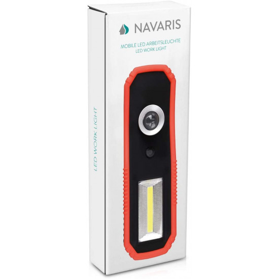 Navaris 1x 3W COB LED Work Light Φακός Εργασίας με Μαγνητική Βάση και Γάντζο - Black / Red - 45758.01