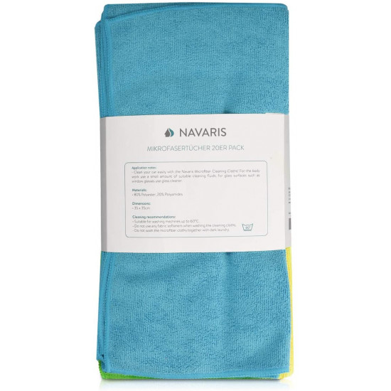 Navaris 20x Microfiber Cleaning Cloth Pack - Σετ 20 Πετσέτες - Multicolor - 46322.02