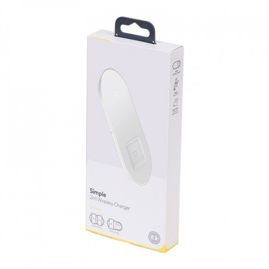 Baseus Simple 2in1 Wireless Charger for Smartphones - Ασύρματος Φορτιστής Qi Charge 15W - White - WXJK-02