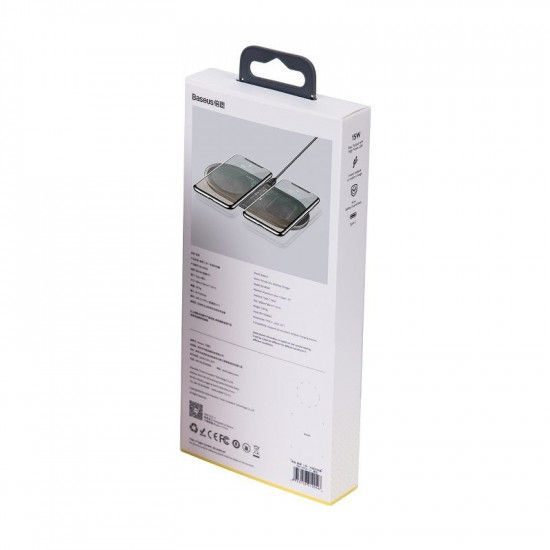 Baseus Simple 2in1 Wireless Charger for Smartphones - Ασύρματος Φορτιστής Qi Charge 15W - Μαύρο / Διάφανο - WXJK-A01