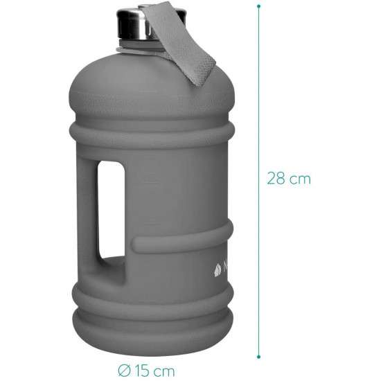 Navaris Μπουκάλι Νερού από Πλαστικό Tritan - BPA Free - 2.2 L - Grey - 45150.01