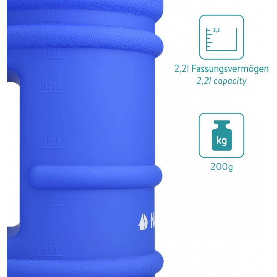 Navaris Μπουκάλι Νερού από Πλαστικό Tritan - BPA Free - 2.2 L - Blue - 45150.17