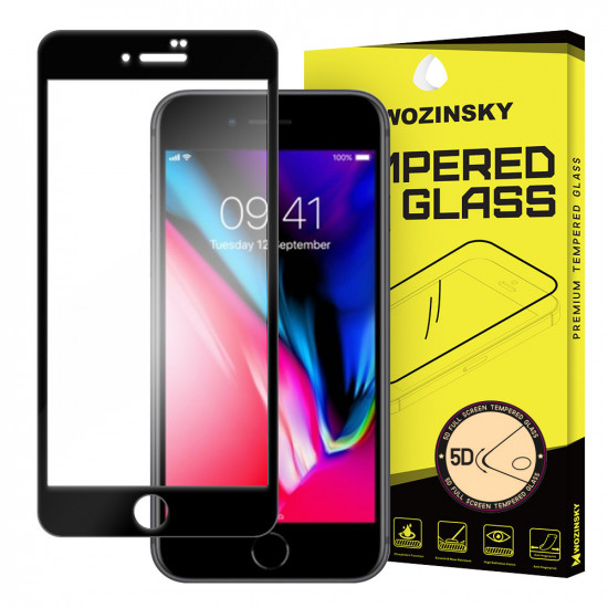 Wozinsky iPhone SE 2022 / SE 2020 / 7 / 8 0.33mm 5D Full Screen Full Glue Tempered Glass Αντιχαρακτικό Γυαλί Οθόνης - Black
