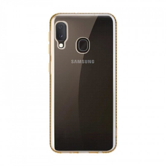Cadorabo Samsung Galaxy A20e Θήκη Σιλικόνης - Strass - Διάφανη - Gold