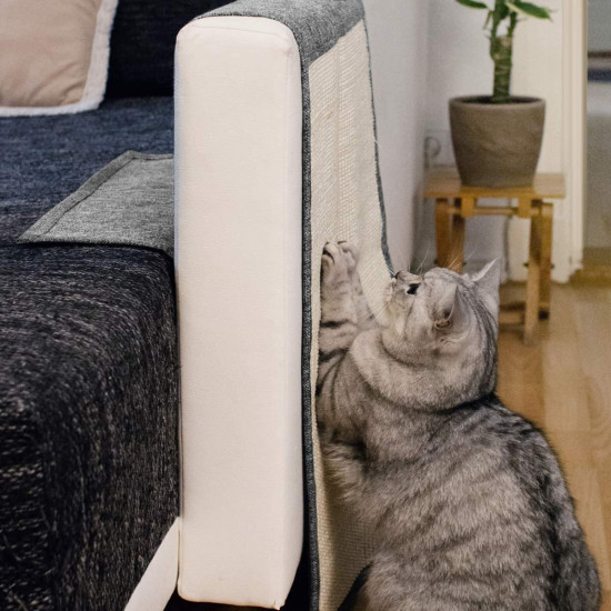 Navaris Cat Scratch Armrest Organiser Προστατευτικό Καναπέ από Γρατζουνιές Γάτας - 130 x 45 cm - Light Grey / White - 48412.25.02