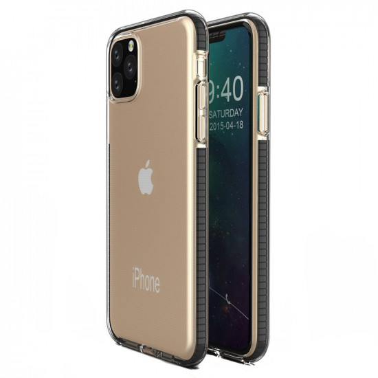 OEM iPhone 11 Pro Spring Case Λεπτή Θήκη Σιλικόνης - Διάφανη - Black