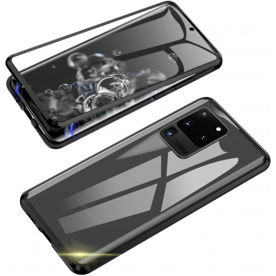 OEM Samsung Galaxy S20 Ultra Μαγνητική Θήκη Full Body Front and Back χωρίς Screen Protector - Black / Διάφανη