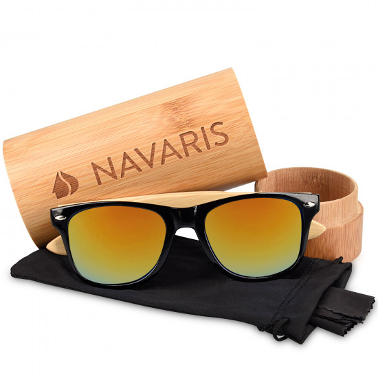Navaris Unisex Γυαλιά Ηλίου - UV400 - Black / Light Brown - 40731.01.06
