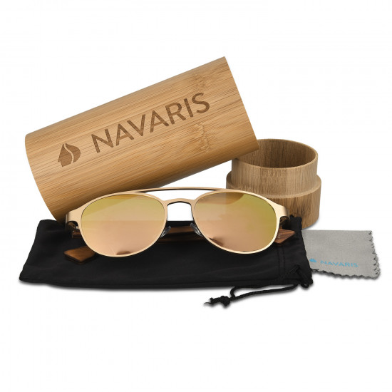 Navaris Pilot Style Γυναικεία Γυαλιά Ηλίου - UV400 - Matte Gold / Dark Brown - 48519.21.10