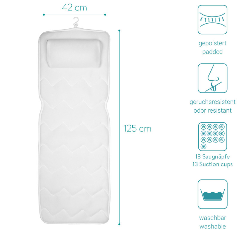 Navaris Full Body Αντιολισθητικό Μαξιλάρι Μπάνιου - White - 47495.02 Navaris Full Body Αντιολισθητικό Μαξιλάρι Μπάνιου - White - 47495.02