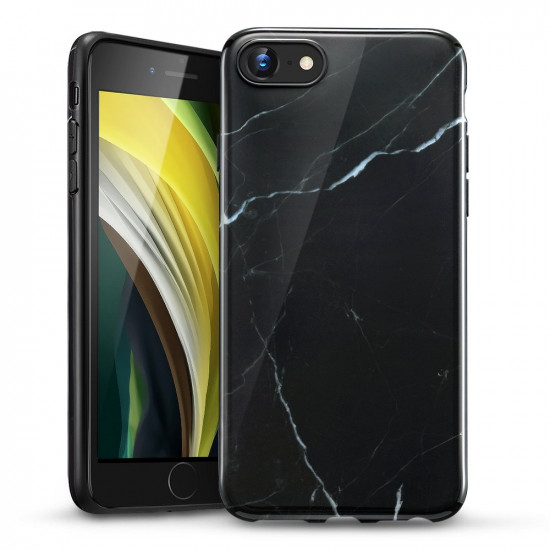 ESR iPhone SE 2022 / SE 2020 / 7 / 8 Marble Θήκη Σιλικόνης TPU με Όψη Μαρμάρου - Black