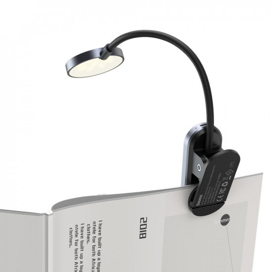 Baseus Comfort Reading Mini Clip Lamp - Επαναφορτιζόμενο Επιτραπέζιο Φωτιστικό LED με Clip Στήριξης - Grey - DGRAD-0G
