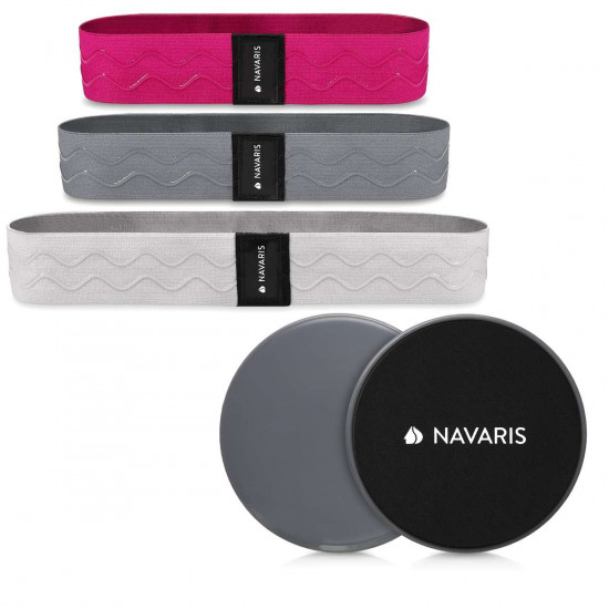 Navaris Σετ με 3 Ιμάντες Γυμναστικής και 2 Δίσκους Ολίσθησης - Grey / Pink - 50879.01.01