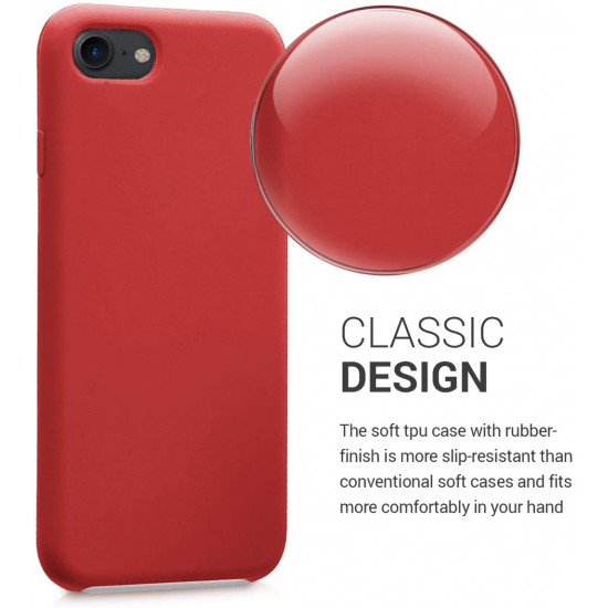 KW iPhone SE 2022 / SE 2020 / 7 / 8 Θήκη Σιλικόνης Rubber TPU - Dark Red - 40225.20
