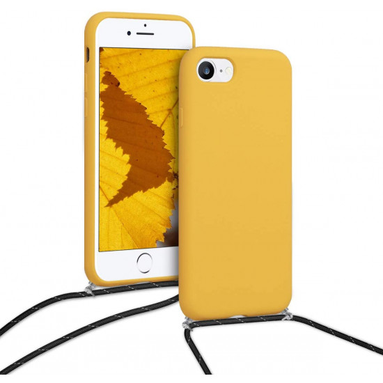 KW iPhone SE 2022 / SE 2020 / 7 / 8 Θήκη Σιλικόνης TPU με Λουράκι - Honey Yellow - 50419.143