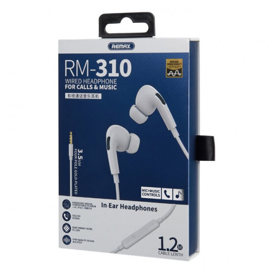 Remax AirPlus Pro RM-310 Handsfree Ακουστικά με Ενσωματωμένο Μικρόφωνο - White