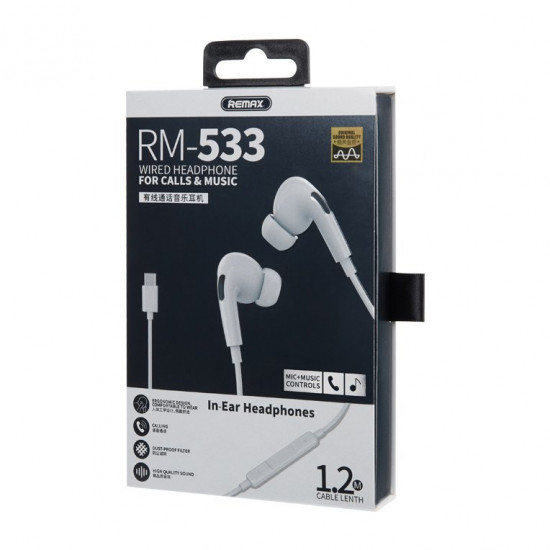 Remax AirPlus Pro RM-533 Type C Handsfree Ακουστικά με Ενσωματωμένο Μικρόφωνο - White