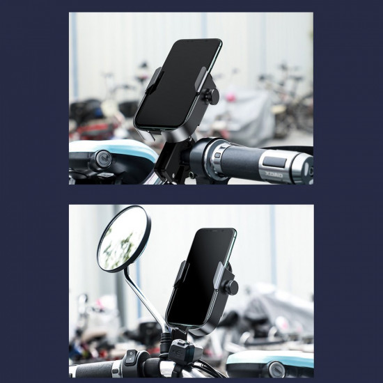 Baseus Universal Βάση Κινητού για Μοτοσυκλέτα - Ποδήλατο - Σκούτερ - Για το Τιμόνι ή τον Καθρέφτη - Black - SUKJA-01