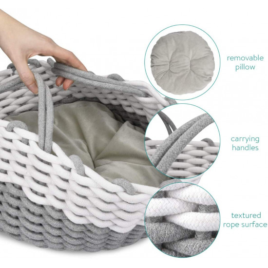 Navaris Medium Cat Bed Basket - Καλάθι Κρεβάτι για Γάτες και Κατοικίδια - Grey - 47064.2