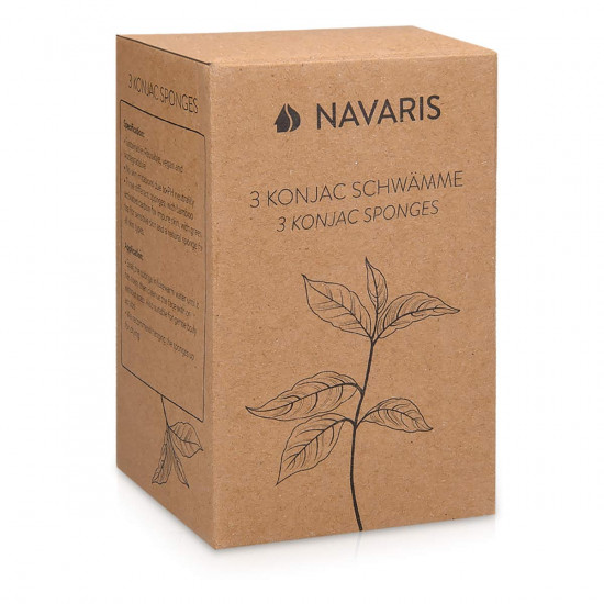 Navaris Set of Konjac Sponges Σετ με 3 Σφουγγάρια Καθαρισμού Προσώπου και Σώματος - Black Charcoal - 49124.01