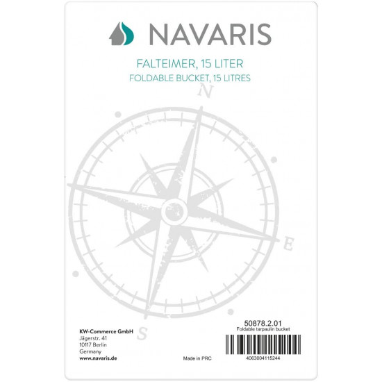Navaris Πτυσσόμενος Κάδος Νερού και Αποθήκευσης - 15L - Black - 50878.2.01