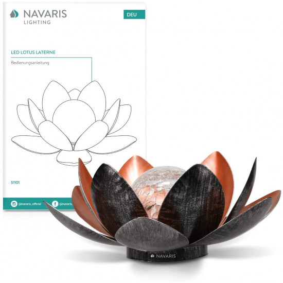 Navaris Solar Garden Light Ηλιακό LED Lotus Φωτιστικό Εξωτερικού Χώρου - Amber - 51101.01.01