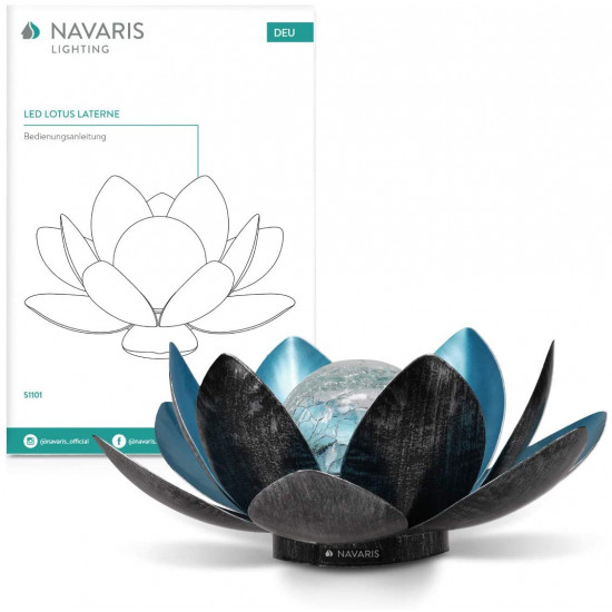 Navaris Solar Garden Light Ηλιακό LED Lotus Φωτιστικό Εξωτερικού Χώρου - Cool White - 51101.02.01